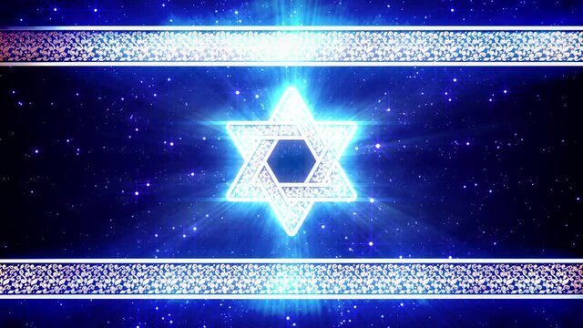 lighting Israel flag with magen david - creative background