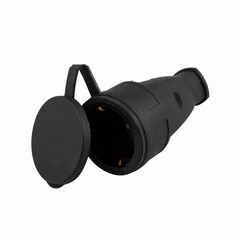 Street electrical outlet with cap and high protection isolated on white background
