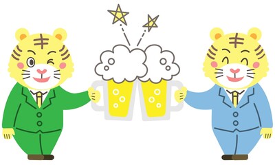 ビールで乾杯する虎4