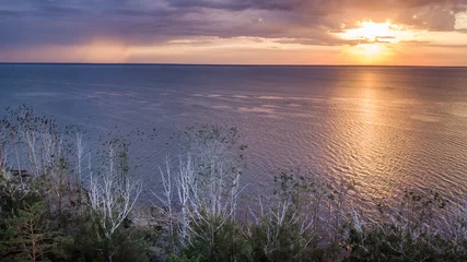 Crédence de cuisine Beige amazing landscape. lake coast at sunset. aerial view  © ver0nicka
