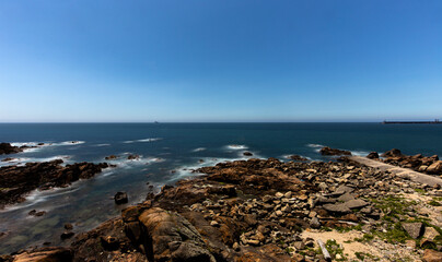 Atlantic ocean with rocks in Matosinhos