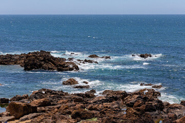 Atlantic ocean with rocks in Matosinhos