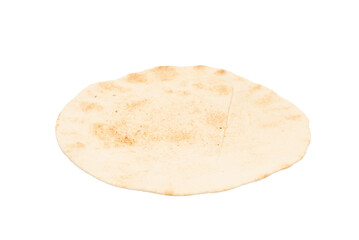 Grilled pitta bread isolated on white background.