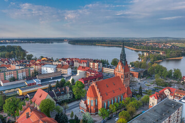 Elk panorama - view from the Church of the Sacred Heart of Jesus. Masuria, Poland. - obrazy, fototapety, plakaty
