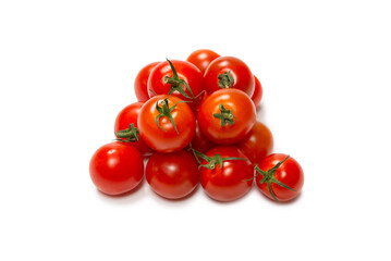 Many cherry tomatoes isolated on  white background. Group of cherry tomatoes.
