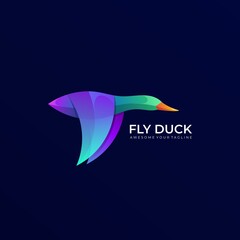 Fly duck modern colorful gradient logo template