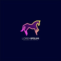 line art horse gradient modern color logo template