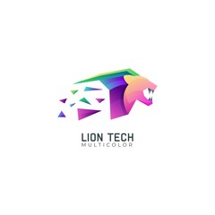 Lion tech gradient multicolor logo template