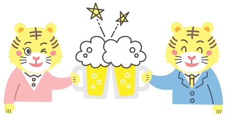 ビールで乾杯する虎6
