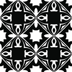 floral seamless pattern background.Geometric ornament for wallpapers and backgrounds. Black and white pattern.