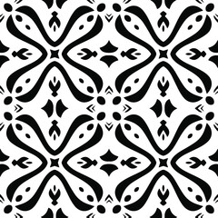 floral seamless pattern background.Geometric ornament for wallpapers and backgrounds. Black and white pattern.
