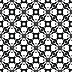 floral seamless pattern background.Geometric ornament for wallpapers and backgrounds. Black and white pattern.