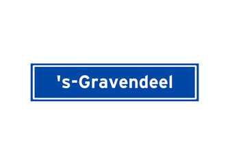 's-Gravendeel isolated Dutch place name sign. City sign from the Netherlands.
