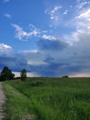 summer rural landscape with dramatic clouds