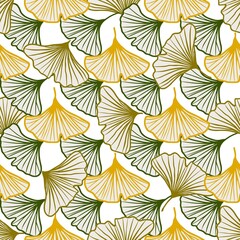 Seamless pattern hand drawn ginkgo biloba vector illustration