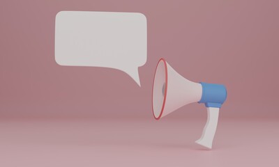 Megaphone with a speech bubble for ads. 3D render.