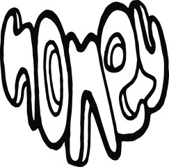 Vector hand drawn doodles heart honey, lettering in heart