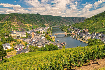 Fototapeta na wymiar Cochem, Germany – bird's-eye view on the river Moselle.