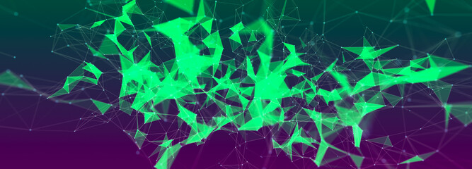 Abstract technology background. Connection of lines, points and planes. Concept of Network. 3d