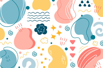 Vector seamless drawing. Background for printing brochures, posters, summer printing. Pastel colors.
