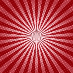 Red Sunburst Pattern Background. Sunburst with rays background. Vector illustration. Red radial background. Halftone background.