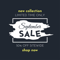 September Sale Poster on a Dark Background. Autumn Special Offer. Limited Time Only