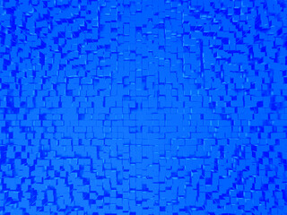 Abstract composition of cubes of different heights in blue colors. 3d rendering.