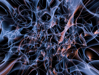 Abstract composition with smoke. 3d rendering.