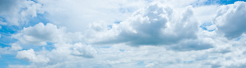 Panorama of cloudy sky with clouds.