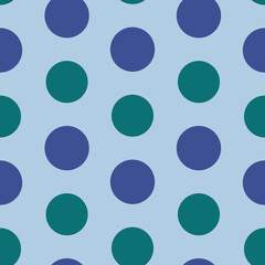 Blue and Green Polka Dot Seamless Pattern Background Print