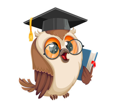 Owl in graduation cap. Back to school