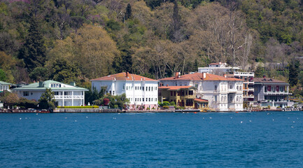 Fototapeta na wymiar Buildings in Bosphorus Strait Side of Istanbul, Turkey