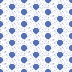 Blue Geometric Polka Dots with Scattered Dot Background Seamless Pattern
