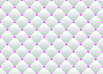 White luxury background with small beads and rhombuses. Seamless vector illustration. 