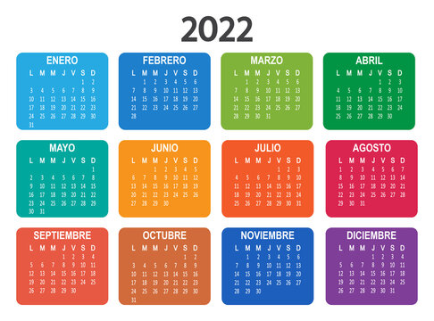Spanish 2022 year calendar. Week starts on Monday. Vector illustration