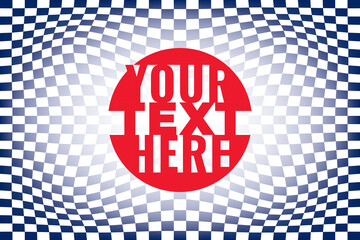 Checkered Distorted Background and Your Text Here Lettering Japan Flag Style Creative Concept - Blue and Red on White Backdrop - Wallpaper Graphic Design