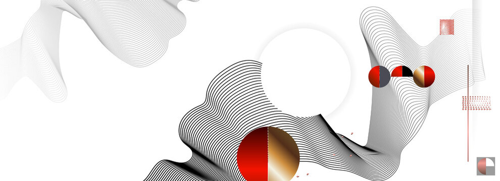 Poster Abstract Japanese style template red black white background. White background vector illustration to lines