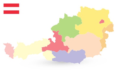 Austria Administrative Map Isolated On White. No text