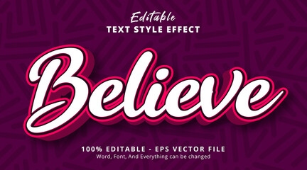 Editable text effect, Believe text on headline style effect
