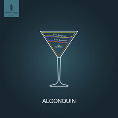 Vector illustration. Mixed alcohol drink. Cocktail