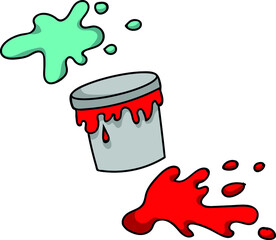 paint can with blots and splashes, design decor element