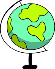 drawn funny school globe, geography symbol, vector