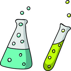 chemical bottle doodle icon for education and back to school concept. Gradient fill line sign symbol vector illustration