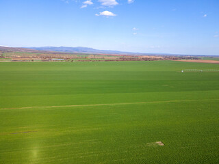 Obraz premium Aerial Spring landscape of Rural Land near town of Hisarya, Bulgaria