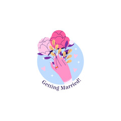 Obraz premium Flower Bouquet Icon On White Background