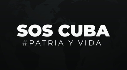 Fototapeta na wymiar Sos Cuba, patria y vida modern creative minimalist banner, design concept, social media post, template with white text on a dark background 