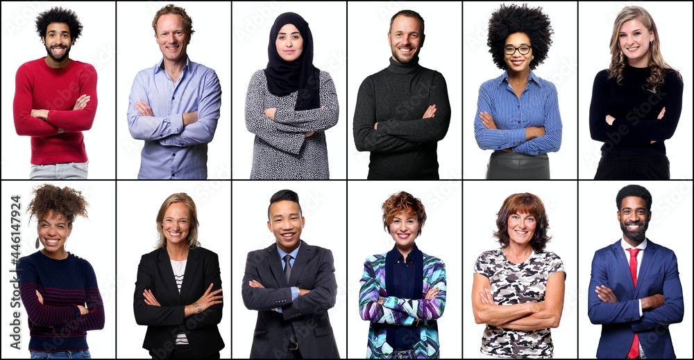 Poster Group of beautiful people in front of a white background