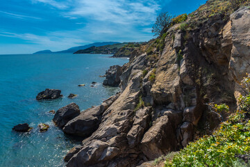 Cheese mountain in Crimea, Malorechenskoye in sunny day