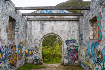 hike from the district of "Los Laches"passing by the hill of the cross and finish at the hill of Guadalupe on the heights of Bogota in Colombia. The Hermit house it's at the hill of the Cross
