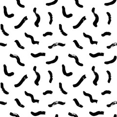 Doodle seamless pattern with black dots. Hand drawn vector simple graphic design. Rounded spots and splodges illustration. Polka dot pattern for digital paper, textile print, web design.